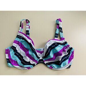 S. Oliver Bikini Top Multicolor Underwired Bra 40DDD Swimsuit Top Only